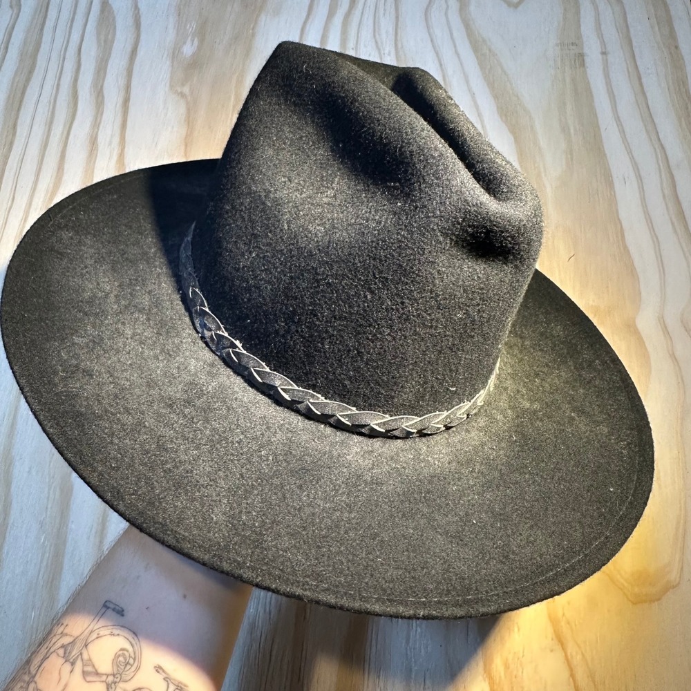 Rockmount Ranch Wear Black Felt Cowboy Hat 6 7/8 Western Denver Colo